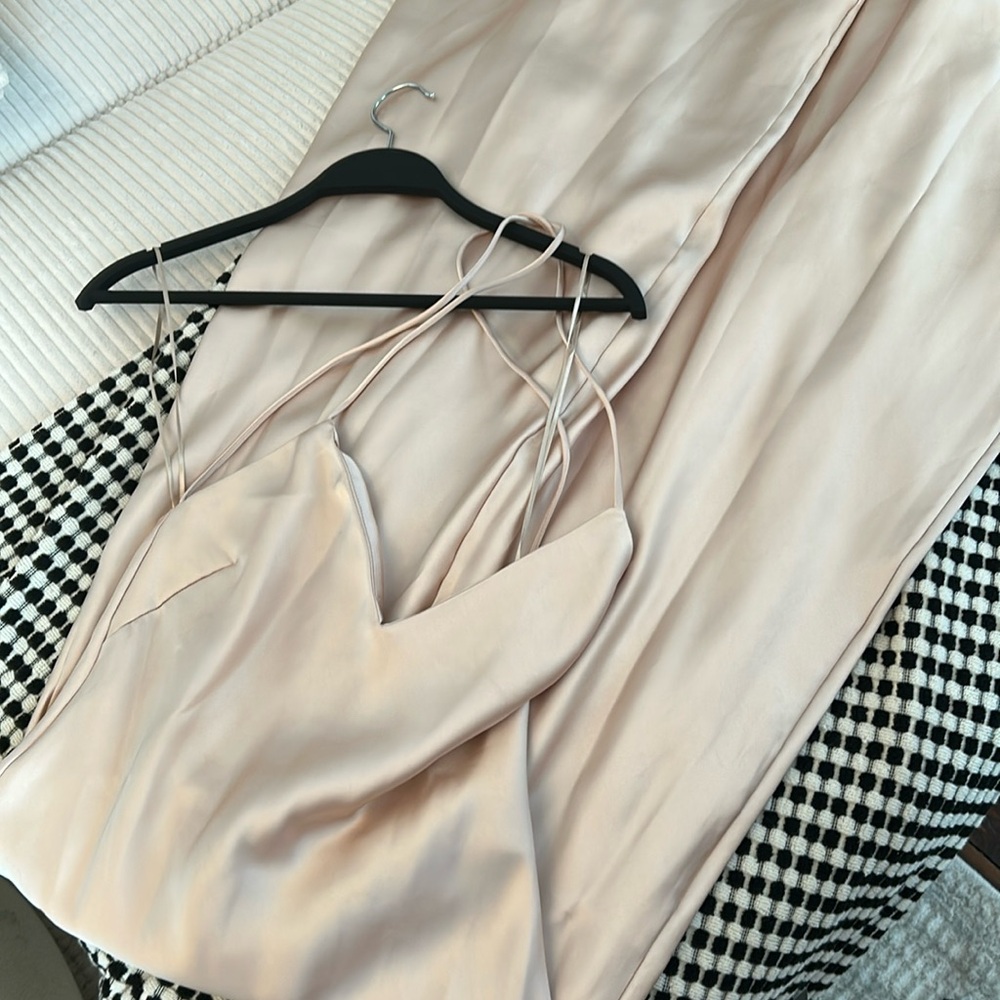Zara Champagne Color Satin Dress